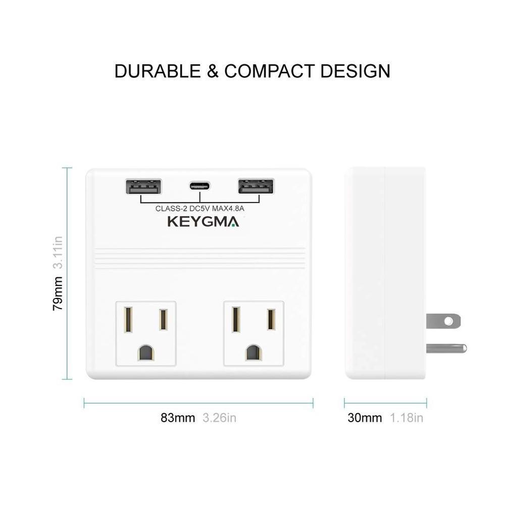 Surge Protector Power Strip with 2 Outlet Extender & 3 USB Wall Charger