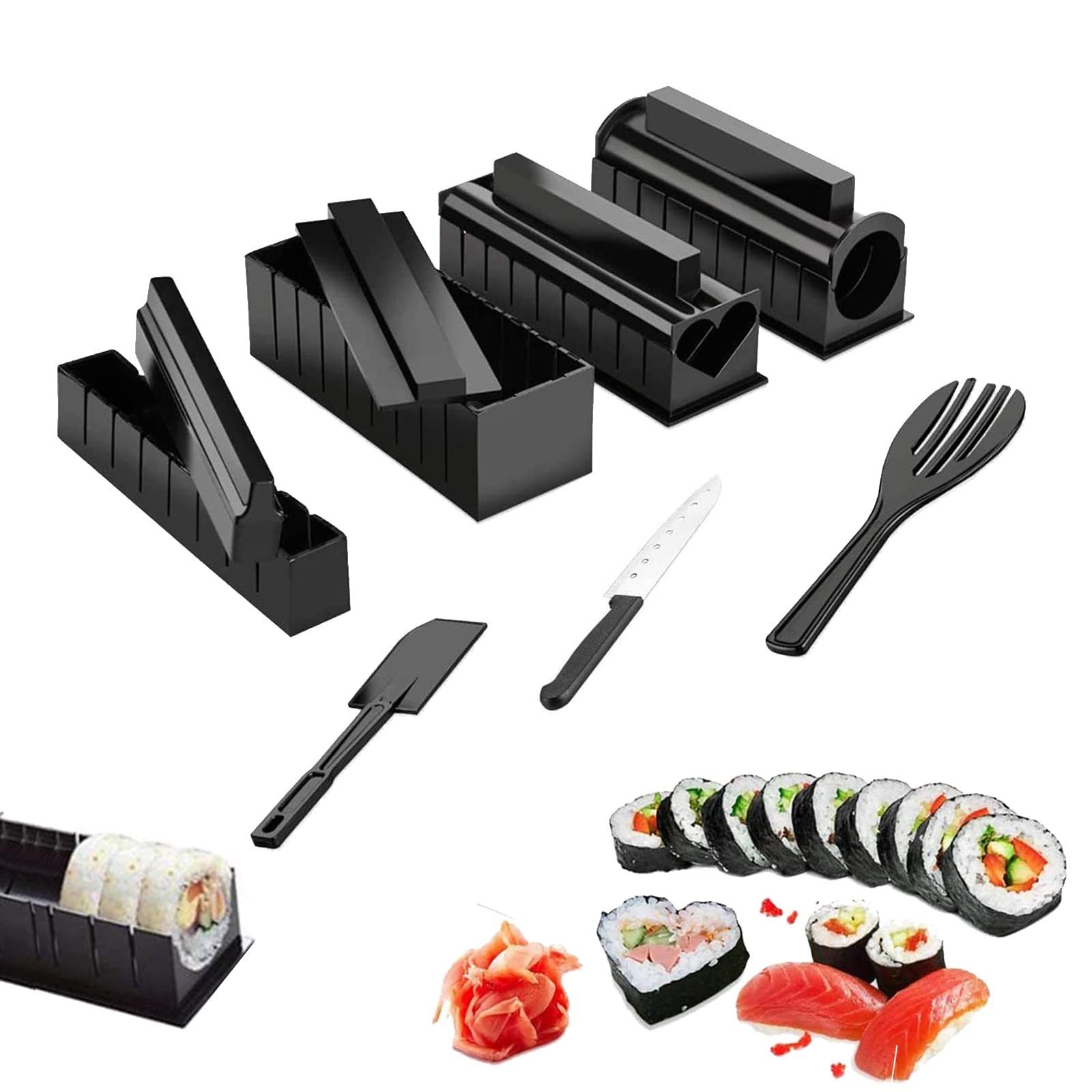 12 Pcs Sushi Bazooka Making Kit Plastic Premium Sushi Maker Tool Set DIY Sushi Roller Rice Ball Mold