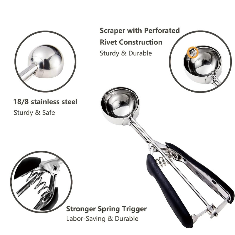 Ice cream spoon 304 stainless steel cookie scoop ball digger ice cream scoop cuchara de helado