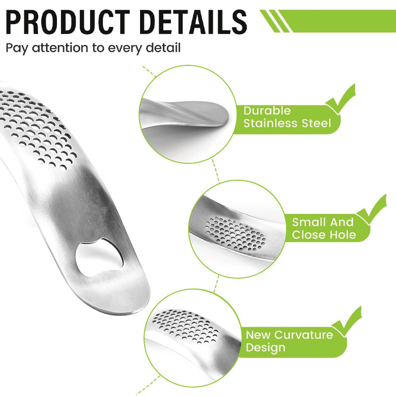 3 IN1Manual garlic masher chopper crusher rocker knoblauchpresse stainless steel garlic press with opener