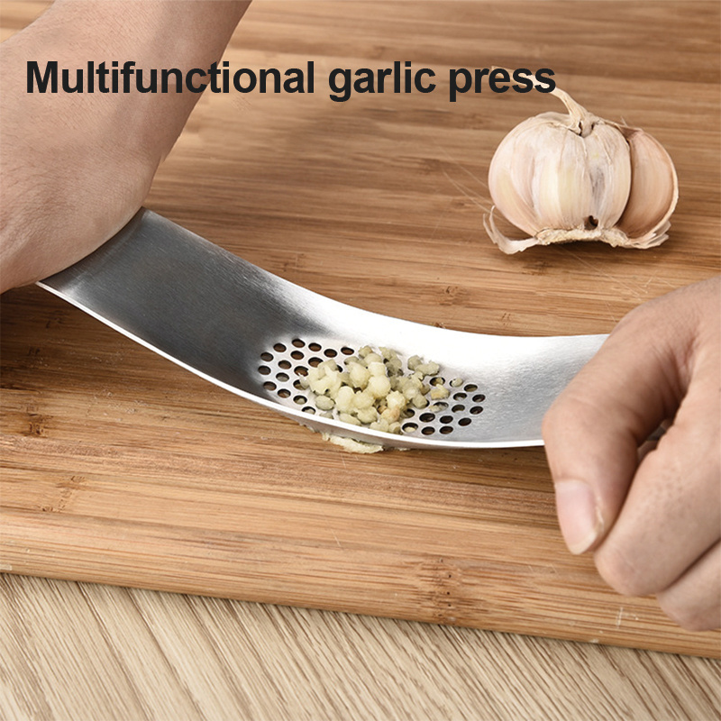 3 IN1Manual garlic masher chopper crusher rocker knoblauchpresse stainless steel garlic press with opener