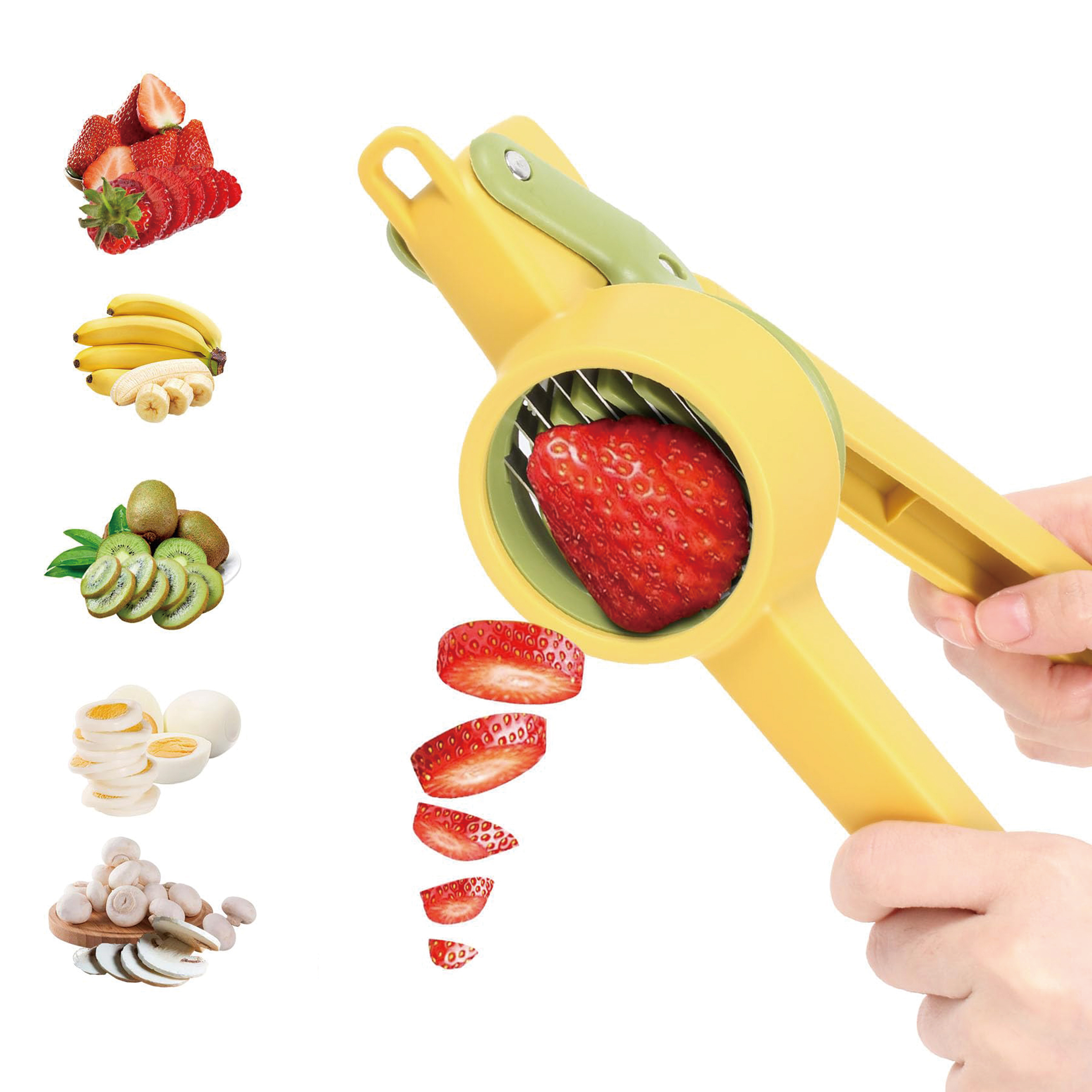 Manual Banana Kiwi Egg Slicer Vegetable Fruit Slicer Cutters Multifunctional Strawberry Mushroom Slicer with Handle