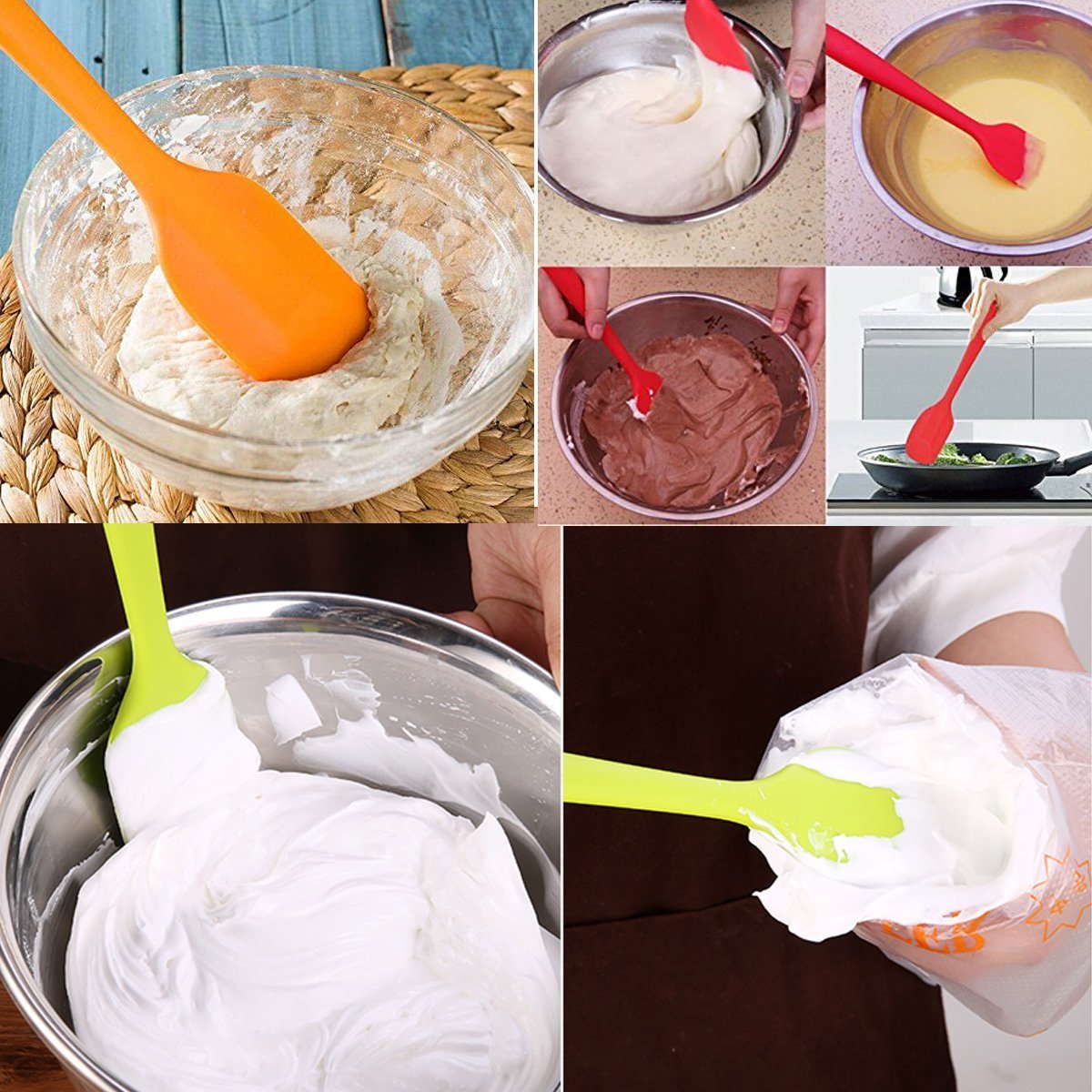 Kitchen Utensils Non-Stick Silicone Rubber Spatulas Set Pastry Scrapers for Baking Mixing Tool