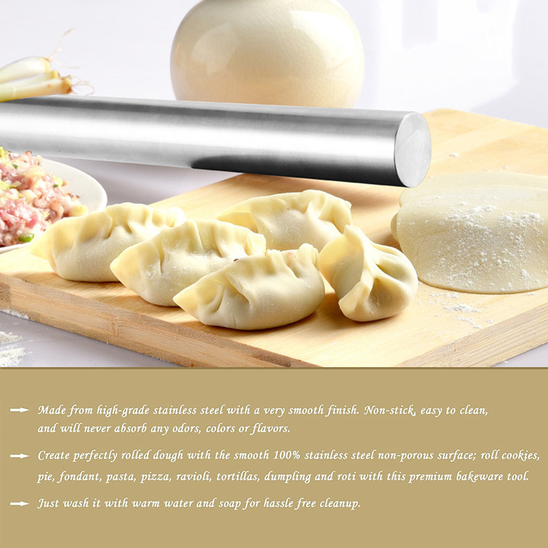 Wholesale Custom Baking Accessories Pizza Rolling Pin Stainless Steel Rolling Pins