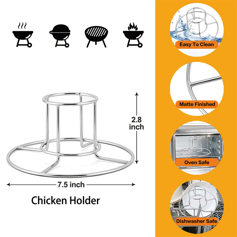 Turkey Chicken Roaster Rack Stand Stainless Steel Beer Can Chicken Holder for Grill Oven