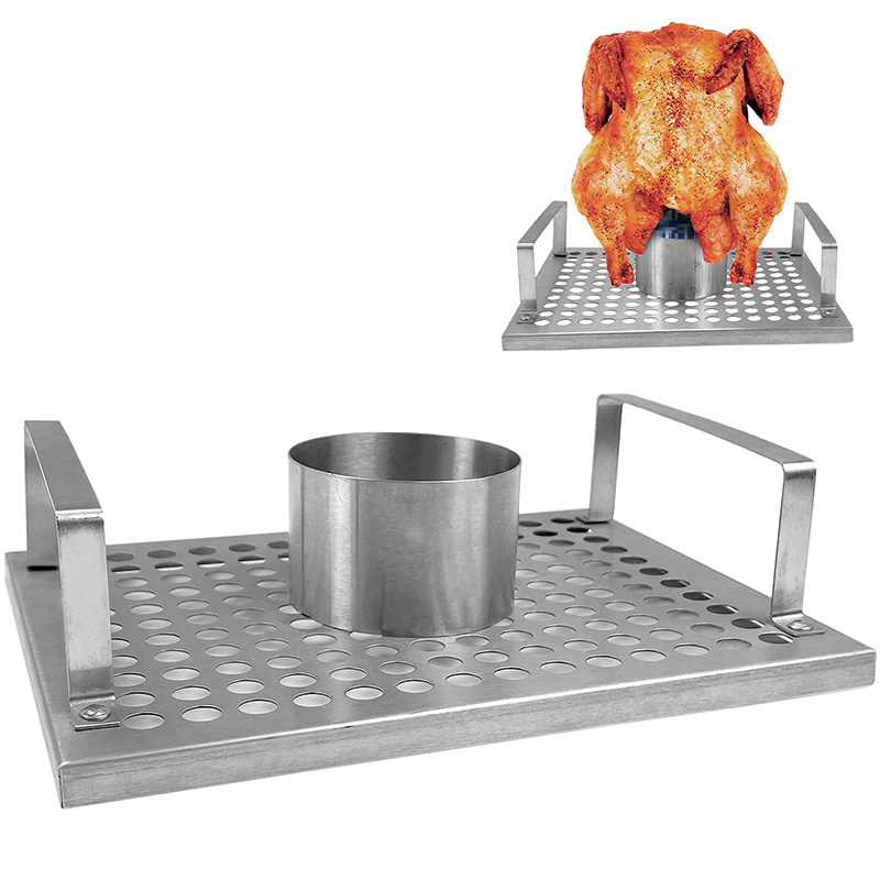 Stainless Steel Beer Can Chicken Holder Roaster Barbecue Grill Basket Roasting Turkey Grill Rack for Grill Smoker