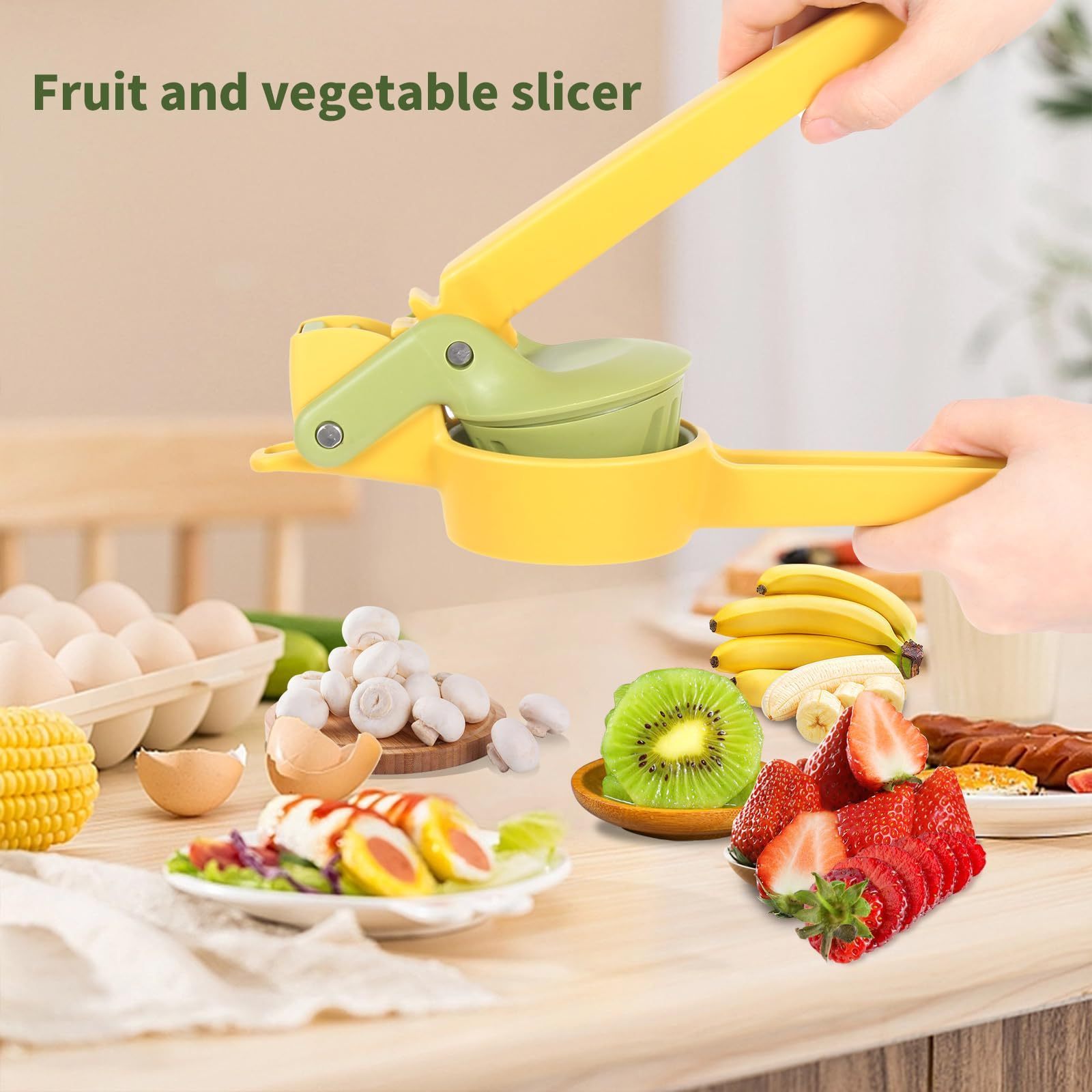 Manual Banana Kiwi Egg Slicer Vegetable Fruit Slicer Cutters Multifunctional Strawberry Mushroom Slicer with Handle