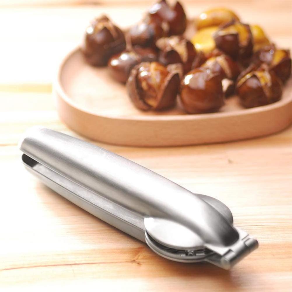 Wholesale kitchen tools walnut cracker opener plier 304 stainless steel chestnut clip nutcracker sheller peeler