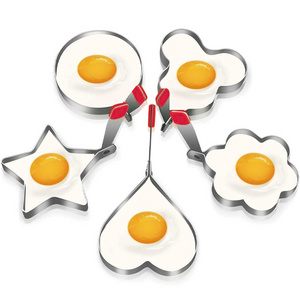 5 Shapes Stainless Steel Egg Cooking Rings Egg Poacher Molds Pancake Maker with Handle