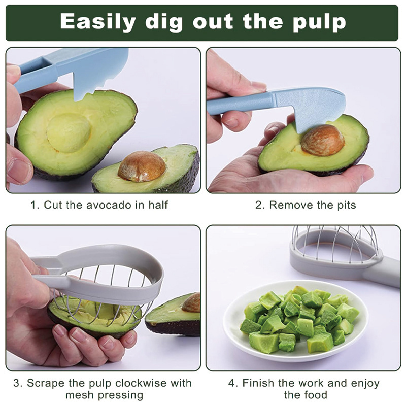 3 In 1 Avocado Storage Container Avocado Corer Fruit Separator Multipurpose Avocado Cutter Slicer for Gadgets