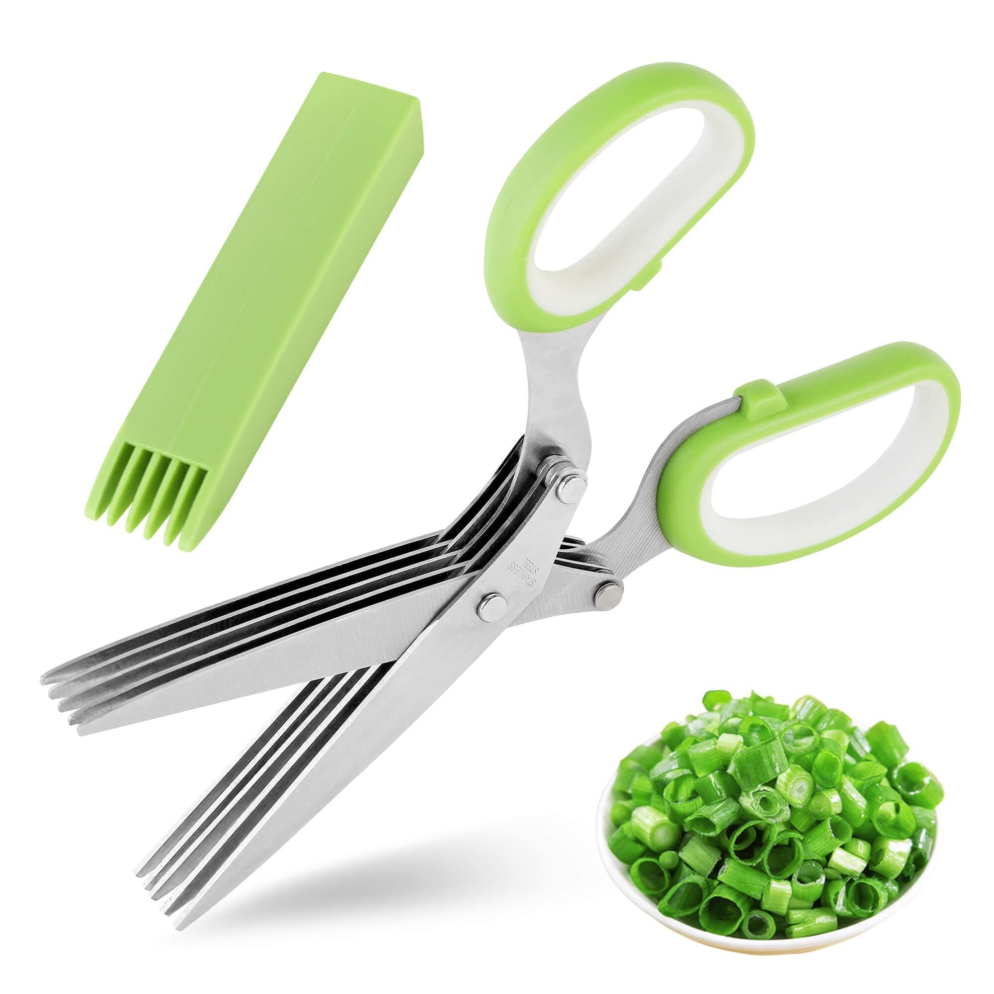 Kitchen Shears Herb Vegetable Onion Scissors Set With Cover Kitchen Gadgets for Cutting Shredded Lettuce Cilantro Green Onion