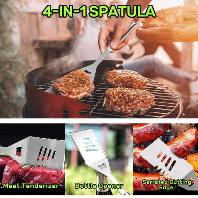 35pcs Barbecue Tool Apron Set BBQ Grilling Tool Set Accessories with Meat Claws Baking Mat Bottle Opener Hook