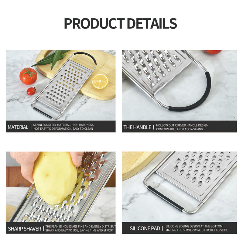 Stainless Steel Flat Coarse Grater Cheese Grater Garlic Nutmeg Chocolate Vegetables Chopper for Kitchen Gadget