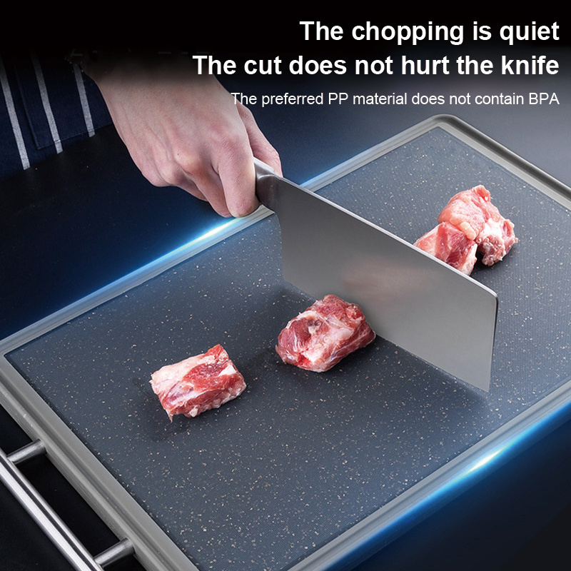 2024 Custom Double-Sided Meat Cheese Defrosting Cutting Board Stainless Steel Chopping Board with Juice Groove