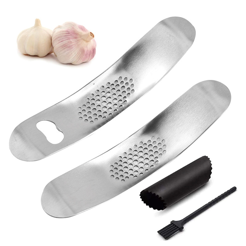 3 IN1Manual garlic masher chopper crusher rocker knoblauchpresse stainless steel garlic press with opener