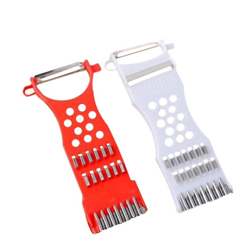 Wholesale double head paring knife plastic garlic grinder potato peeler vegetable grater slicer cucumber cutter