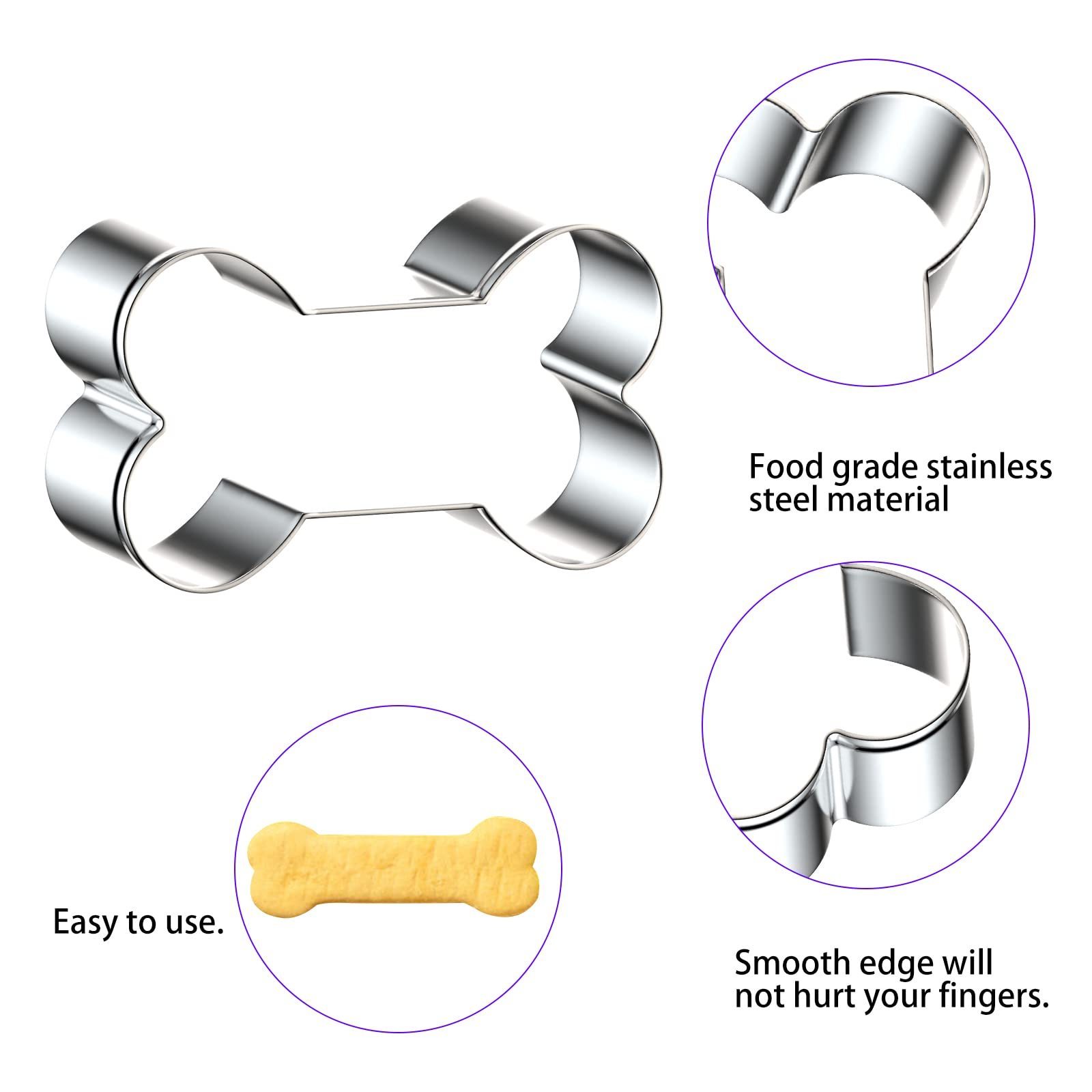 6 PCS Dog Paw Bone Biscuit Cutters Fondant Mold Stainless Steel Cookie Cutter Set for DIY Baking Cake Molds