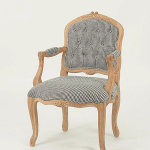 Upholstered Hand carved Fancy Retro Style Living Room Chair/Vintage French style wood Armchair (CH-923-Oak )