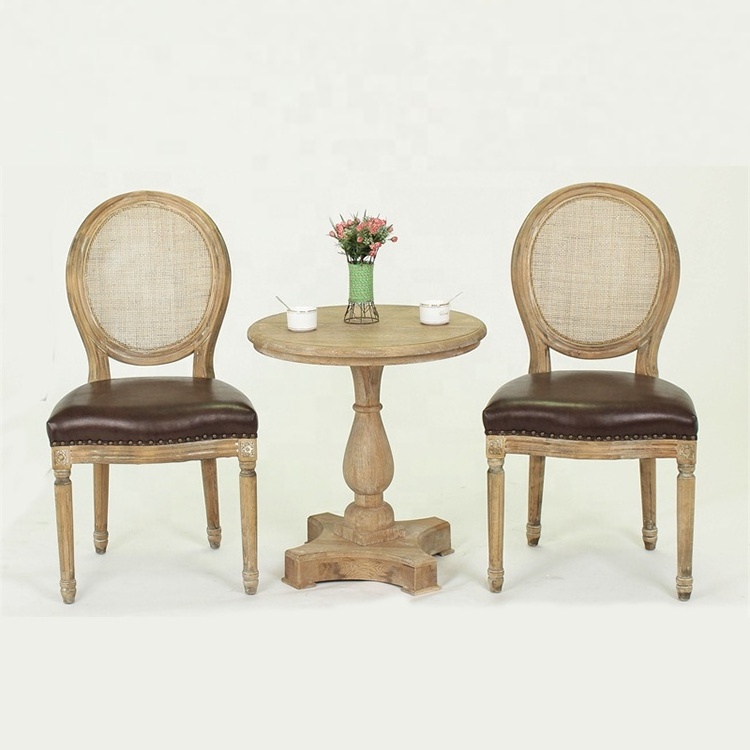 Hand carved rattan back coffee room wooden chair/round dining table set dining chairs CH-211-3