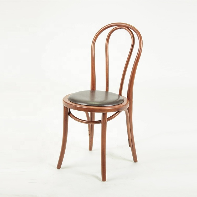 Factory supply hand carved rustic style Wooden armless dining chair with Bentwood/ Restaurant chair CH-347