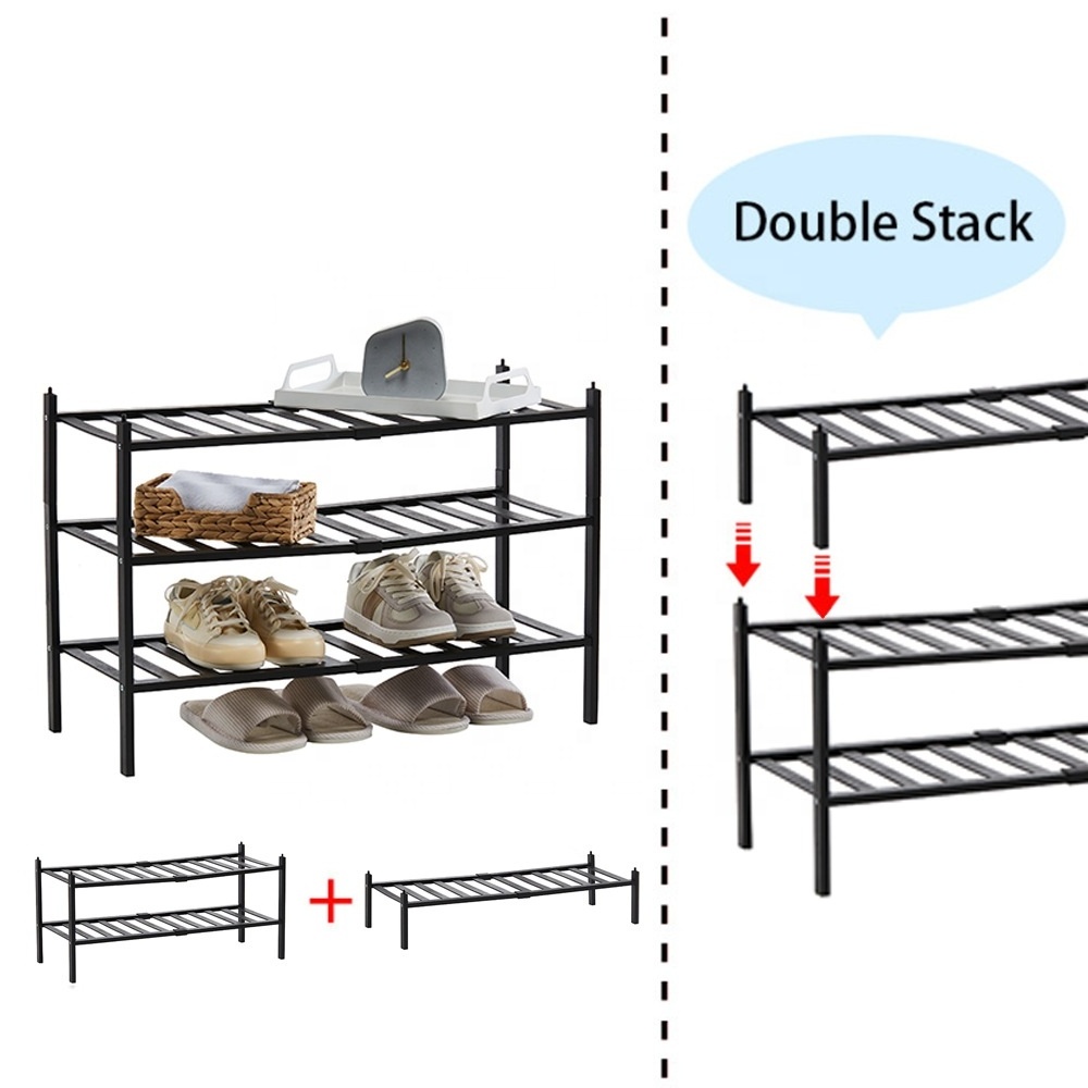 Bamboo simple shoe rack multi-layer space-saving household rack balcony landing door children's small shoe rack