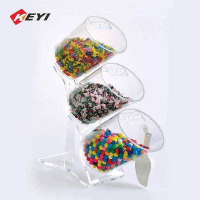 Wholesale Custom 3 Tier Transparent Acrylic Mini Candy Bin Bulk Candy Dispenser With Scoop