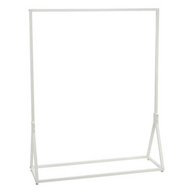 Clothing Store Mobile White Metal Display Shelves Retail Garments Rack Floor Clothes Stand With Wheel