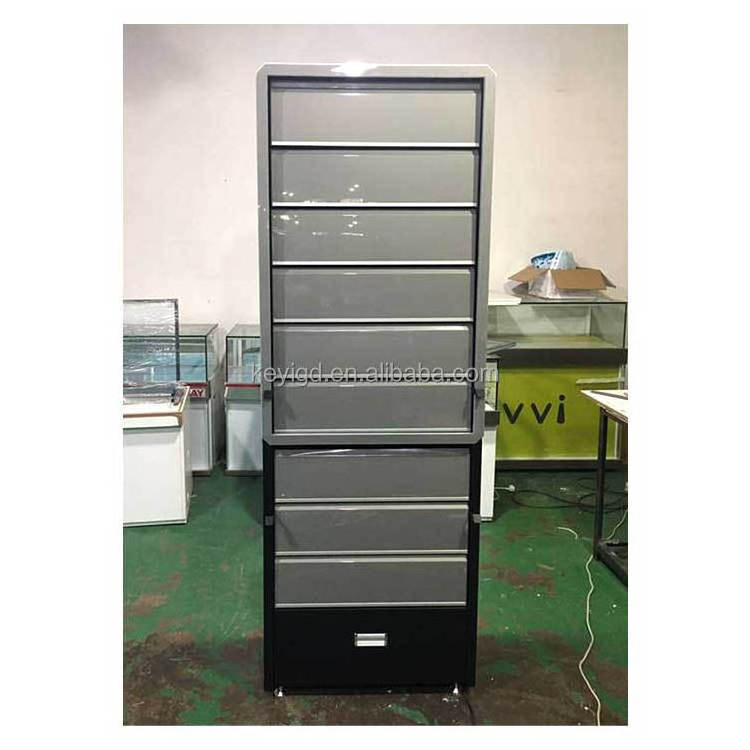 Cigarette Tobacco Cigar Product Counter Floor Shelf Pusher System Metal Display Stands Cabinet Rack Shelf With Door Lock