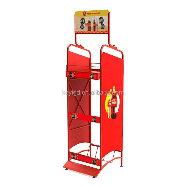 Customized Supermarket Light Duty Metal Beverages Drinks Bottle Display Rack For Coca Cola