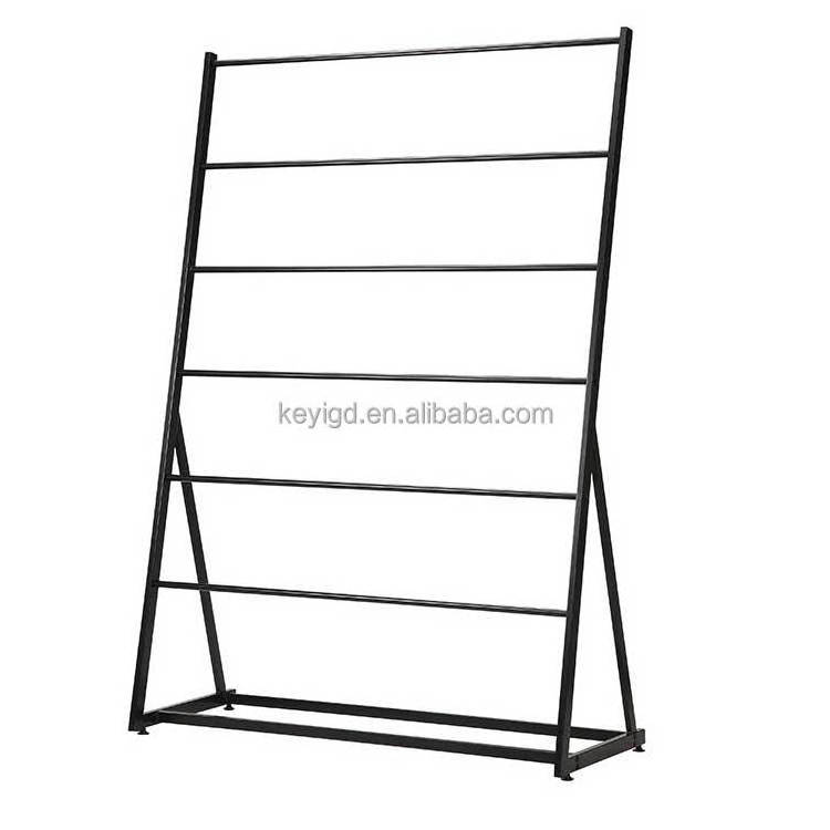 Customized Heavy Duty Metal Carpet Sample Rack Hanging Rug Display Stand