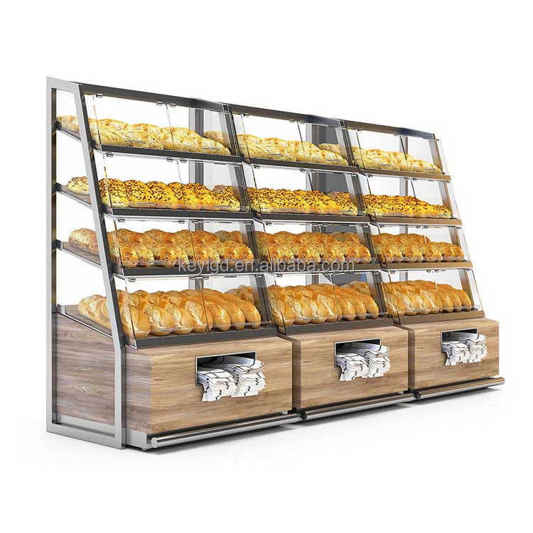 Custom Retail Store Luxury Bakery Display Cabinet Showcase Shop Furniture Rack Cake Bread Stand Display Case