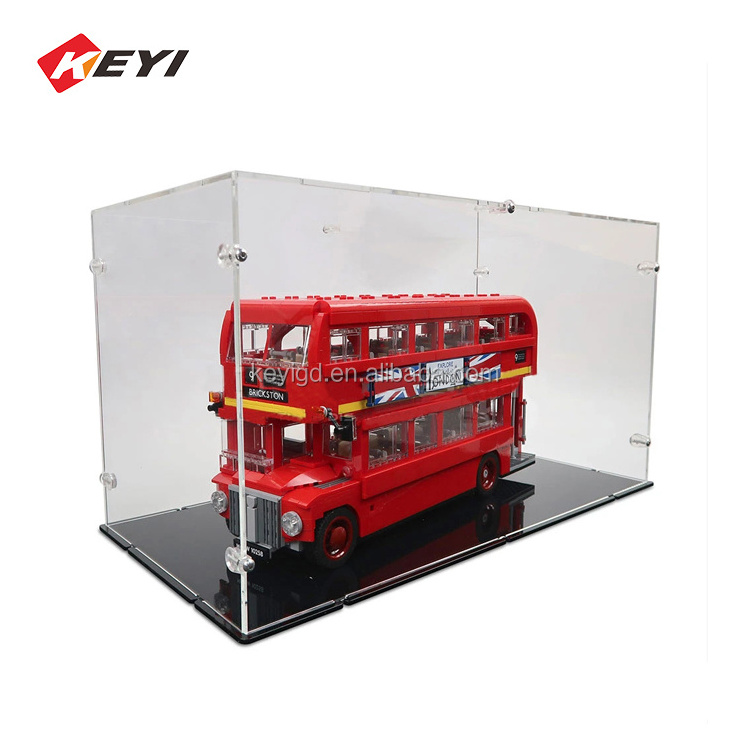 Acrylic Display Case Transparent Plexiglass Cover Storage Box for LEGO London Bus and Action Figures