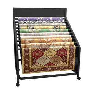 Customized Heavy Duty Metal Carpet Sample Rack Hanging Rug Display Stand