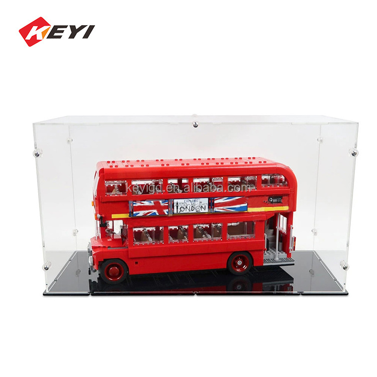 Acrylic Display Case Transparent Plexiglass Cover Storage Box for LEGO London Bus and Action Figures