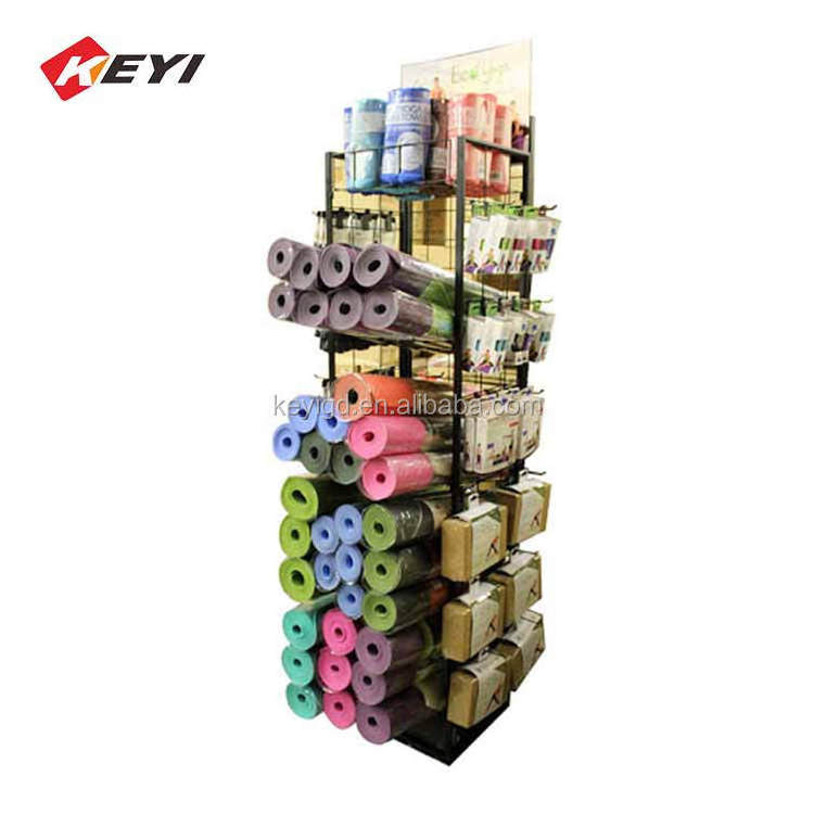 Custom Metal Wire Mesh Flooring Yoga Mat Retail Display / Yoga Mat Display Stand