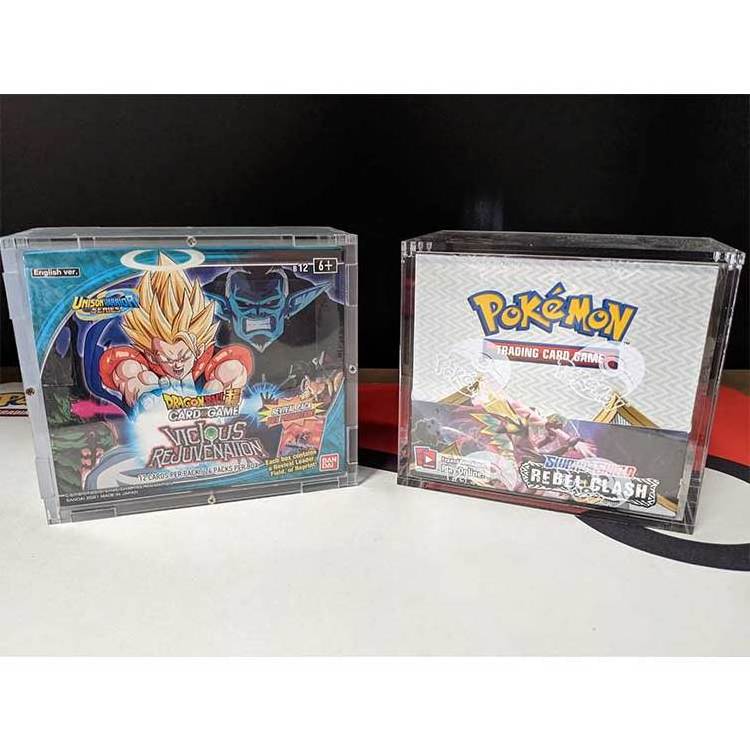 Wholesale Pokemon Cards Cases Clear Acrylic Digimon Booster Box With Magnet Lids