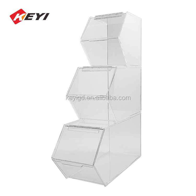 Wholesale Custom 3 Tier Transparent Acrylic Mini Candy Bin Bulk Candy Dispenser With Scoop