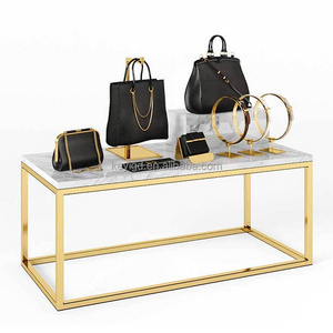 Clothing Store Furniture Display Table Floor Stand Gold Metal Boutique Display Rack For Bag Handbag Purse