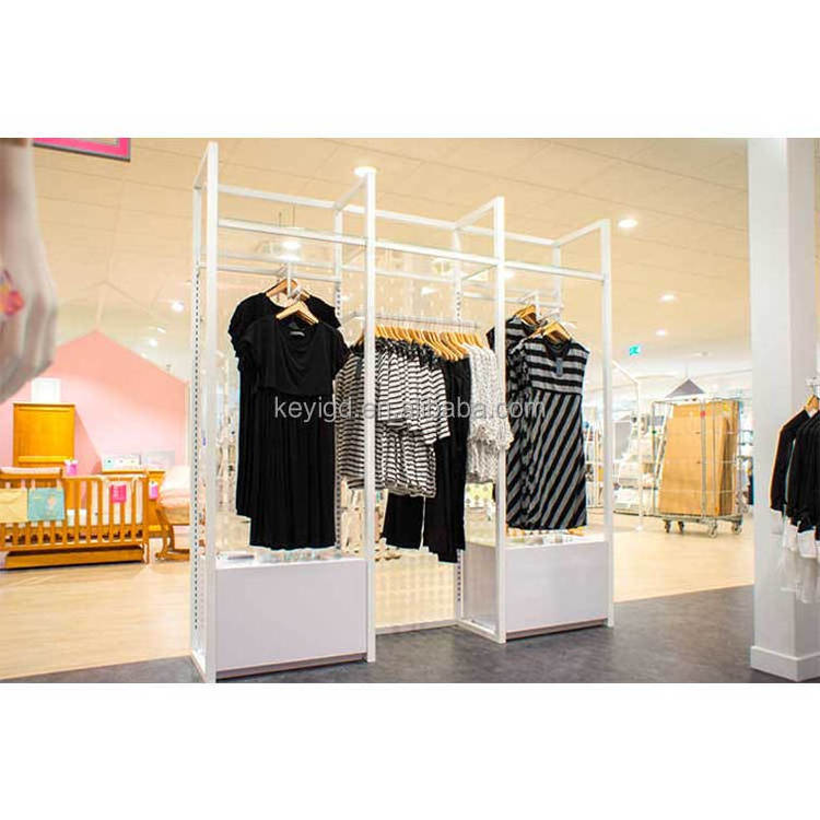 Custom Shopping Mall Display Kiosk White Metal Shelf Clothing Store Display Rack