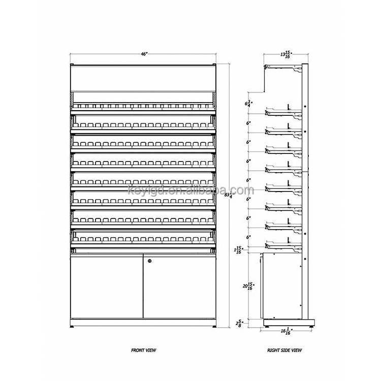 Hot Products Smoke Shop Metal Tobacco Shelves Floor Standing Cigarette Packs Display Rack With Lockable Storage Cabinet