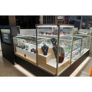 Custom Jewellery Glass Showcase Luxury Lighting Shopping Mall Jewelry Kiosk