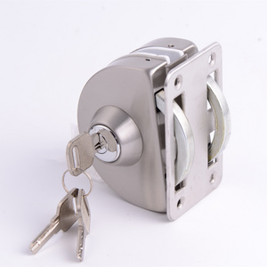 Frameless Stainless Steel Center Door Locks Swing Sliding Glass Door Clamp Lock with Keys