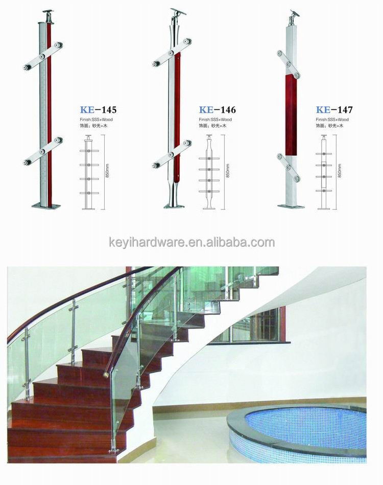 Tall Posts Stainless Steel Glass Railing System for Balcony/Stair