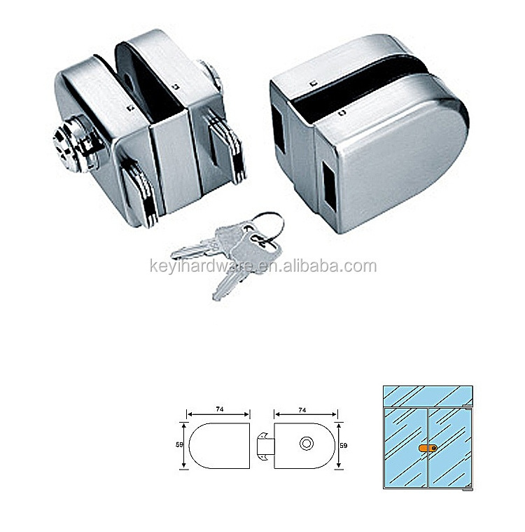 KEYI Guangdong Factory Double Sided Key Lock 304/201 Tempered Glass Door Lock Set