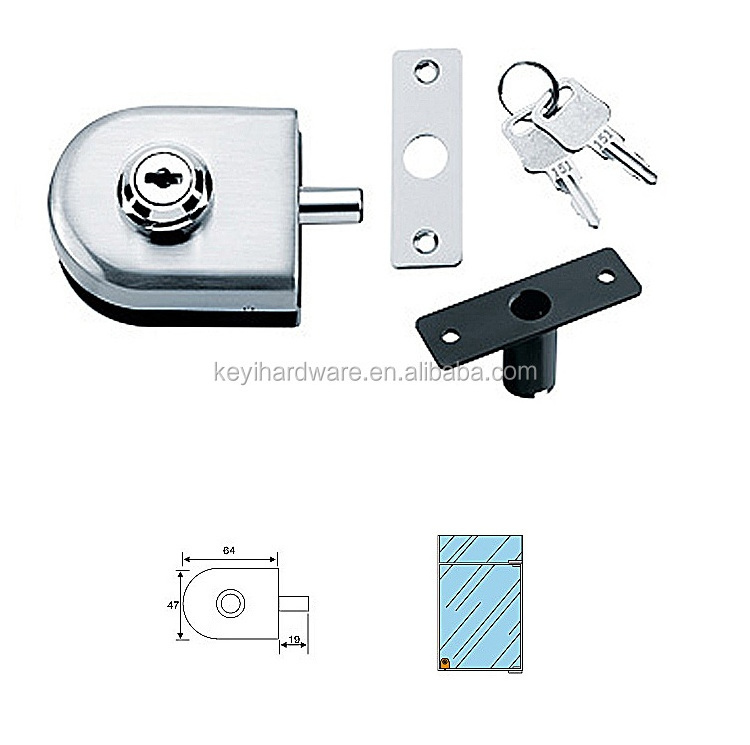 KG-17S bottom glass door lock, swing glass door lock stainless steel glass to wall door lock