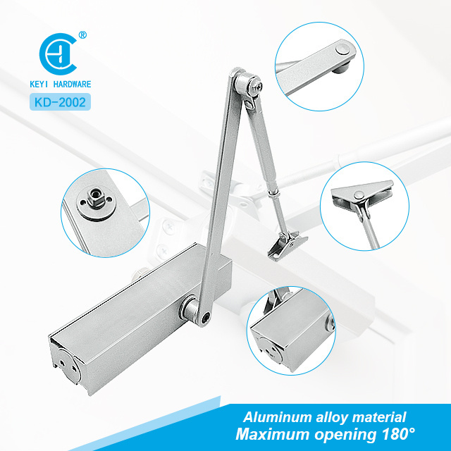 KD-2002 Door closer automatic positioning door closing arm 180 degree open door closer