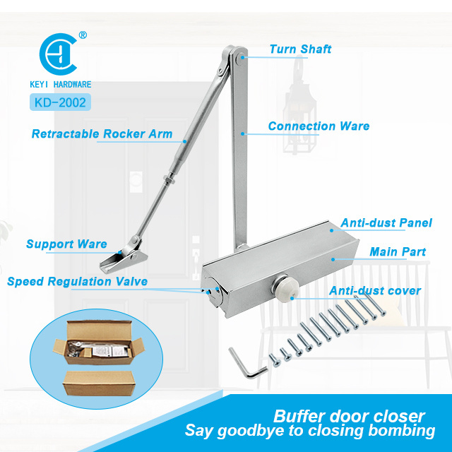 KD-2002 Door closer automatic positioning door closing arm 180 degree open door closer