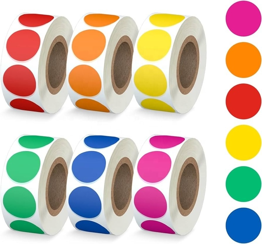 500PCS Round Color Sticker Polka Dot Self adhesive Roll Label Diy