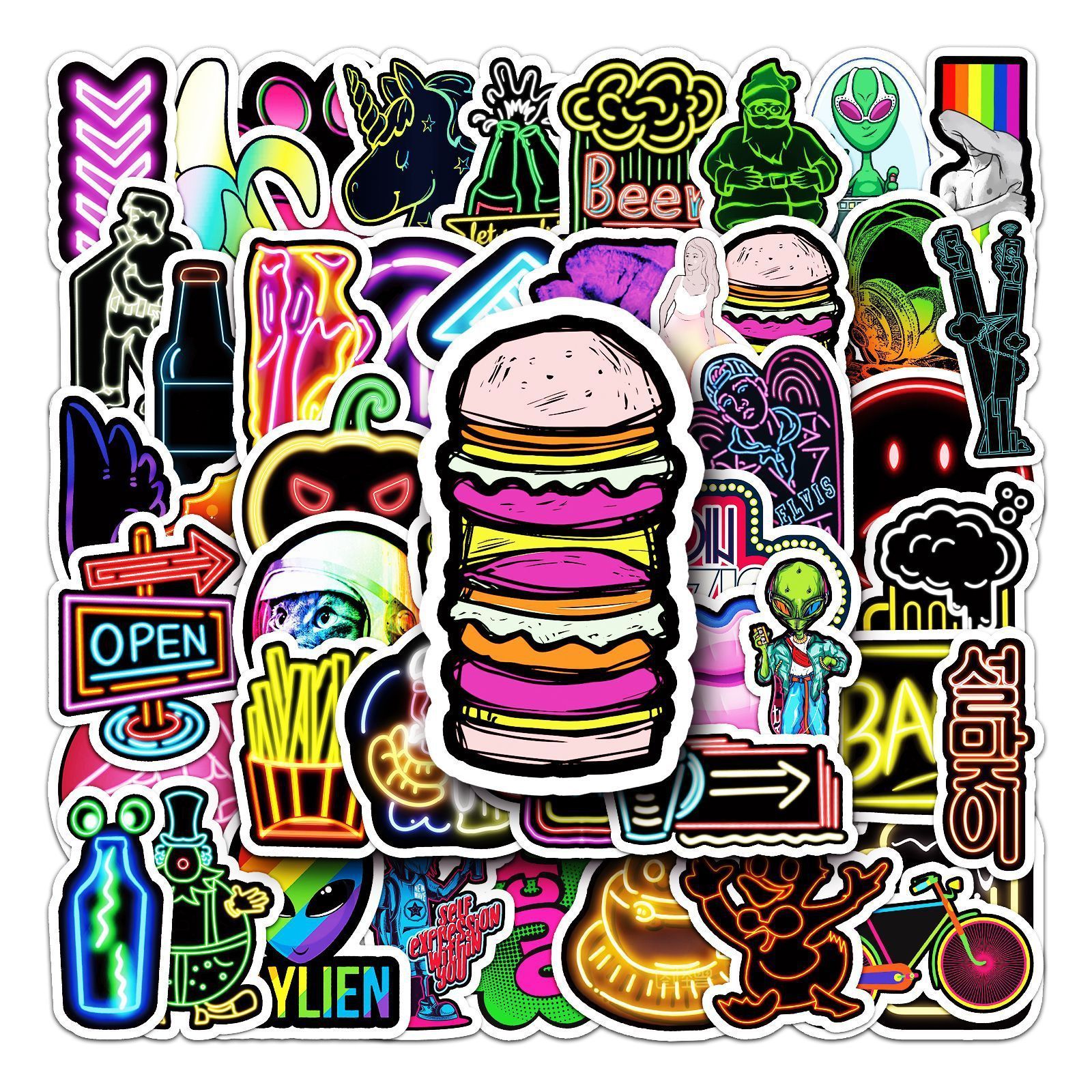 50Pcs Christmas Funny Festival Graffiti Sticker For Wall Door Window Phone Bottle DIY Decorative Waterproof Stickers