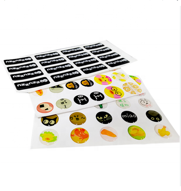 Custom 3d embossed gel labels Soft plastic brand name logo sticker Epoxy resin domed stickers